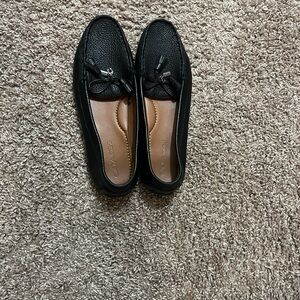 Coach Black Leather Loafers with Bow